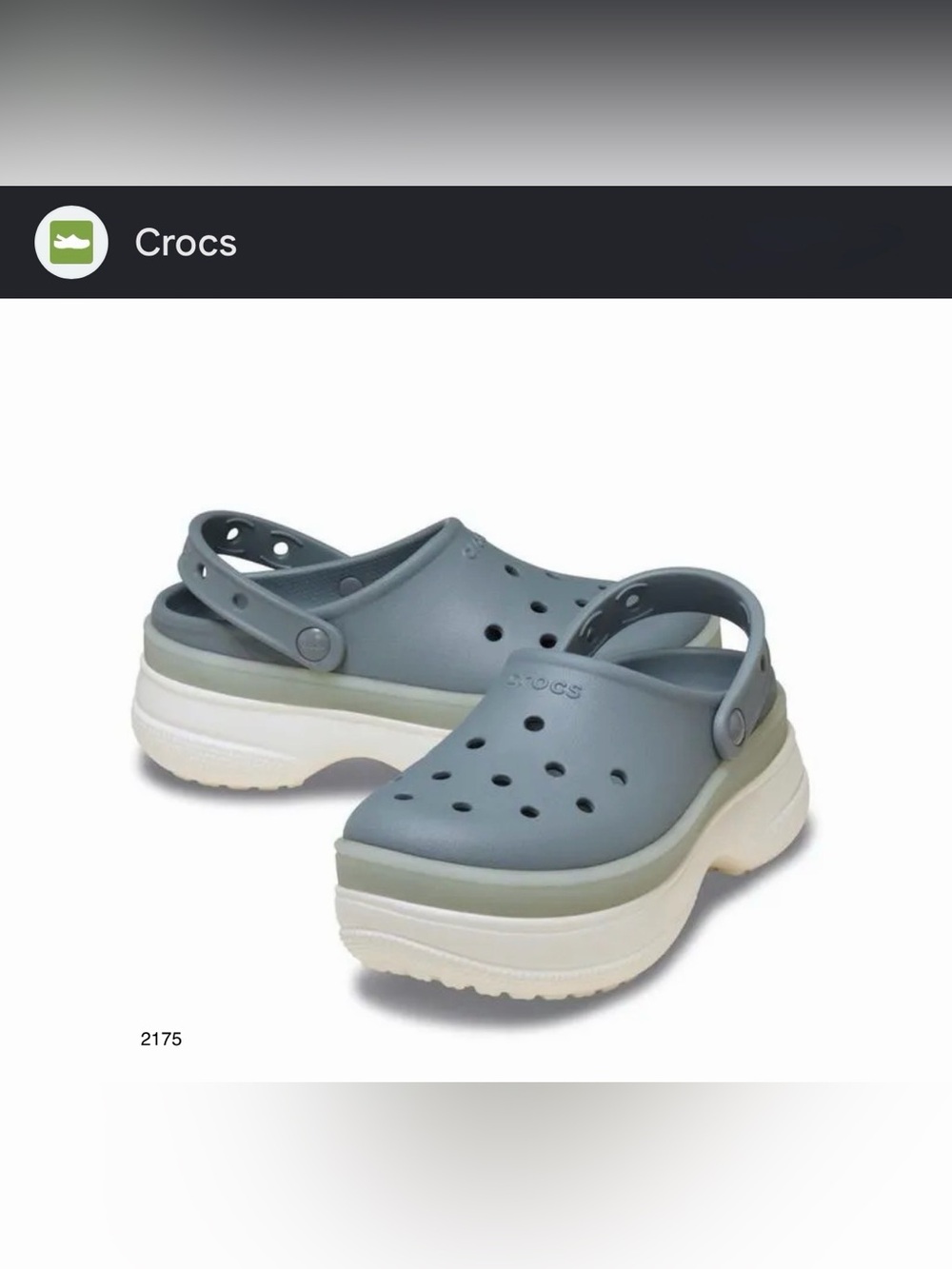 *new* Crocs Classic Frosted Stacked Clogs Platform Sneakers - Frosted Concrete